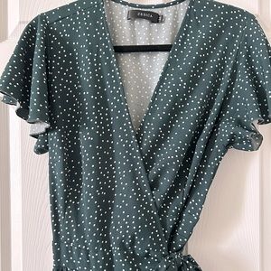 Evergreen Polka Dot High-Low Dress